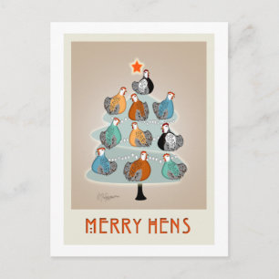 Joyeuses poules dans un arbre Carte de Noël