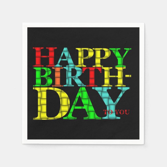 Joyeuses serviettes en papier d'anniversaire (Devant)