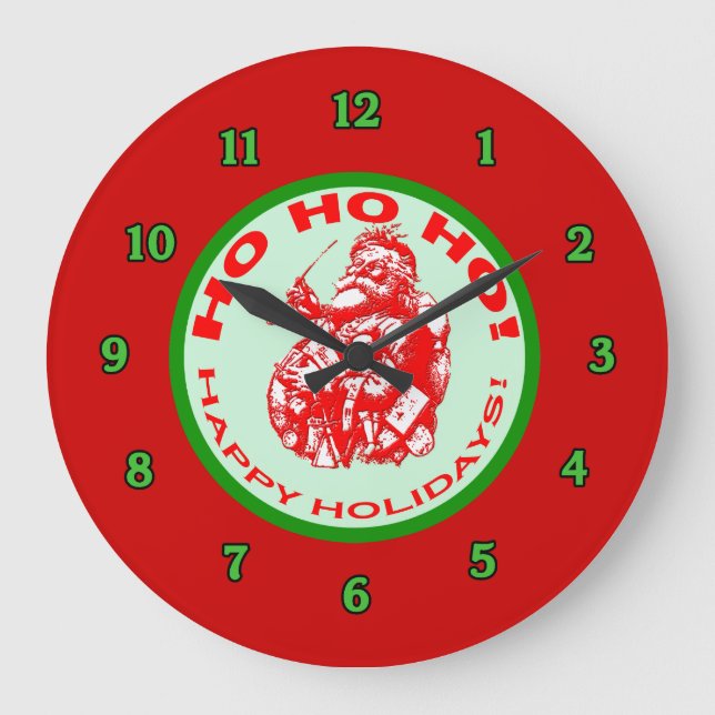 Joyeuses Vacances Avec Père Noël Mur Horloge (Recto)