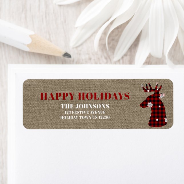 Joyeuses Vacances Buffalo Plaid Deer Adresse de re (En situation)