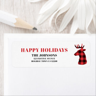 Joyeuses Vacances Buffalo Plaid Deer Adresse de re