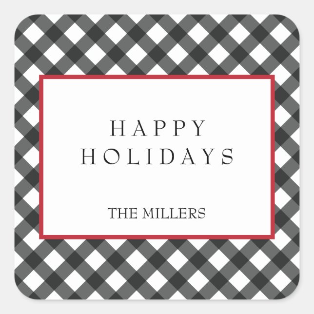 Joyeuses vacances Buffalo Plaid Stickers Étiquette (Devant)