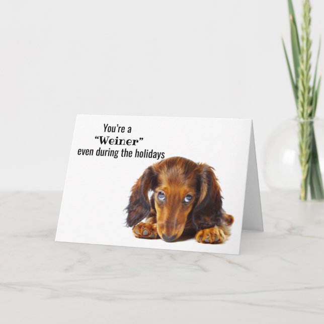 Joyeuses vacances Dachshund Chien Carte de vacance (Devant)