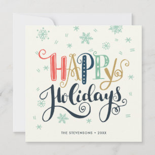Joyeuses vacances Doodle neige   Carte de vacances