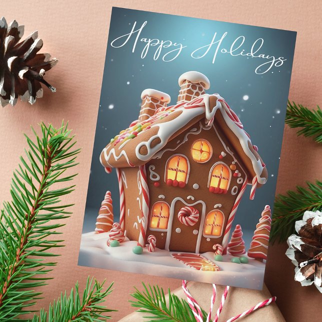 Joyeuses vacances Gingerbread Maison de Noël Carte (Créateur téléchargé)