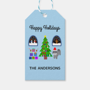 Joyeuses vacances Gris Poodle Noël #4 étiquette ca