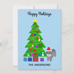 Joyeuses vacances Gris Poodle Noël #5 Carte