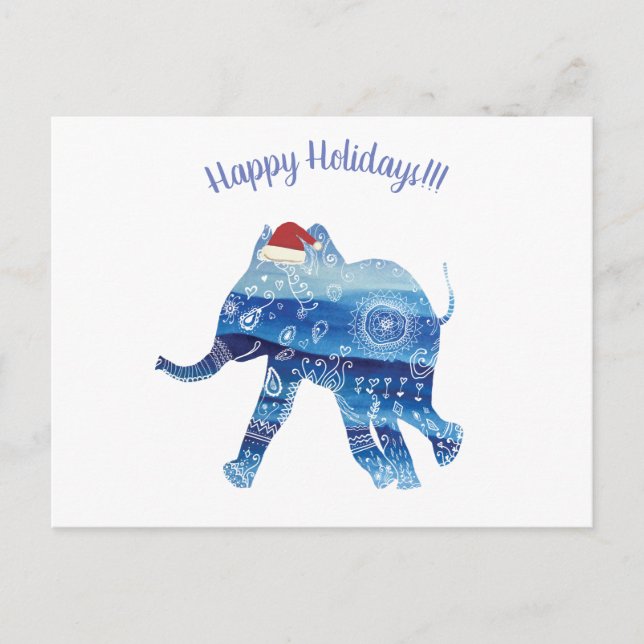 Joyeuses vacances Mandala éléphant Carte postale (Devant)