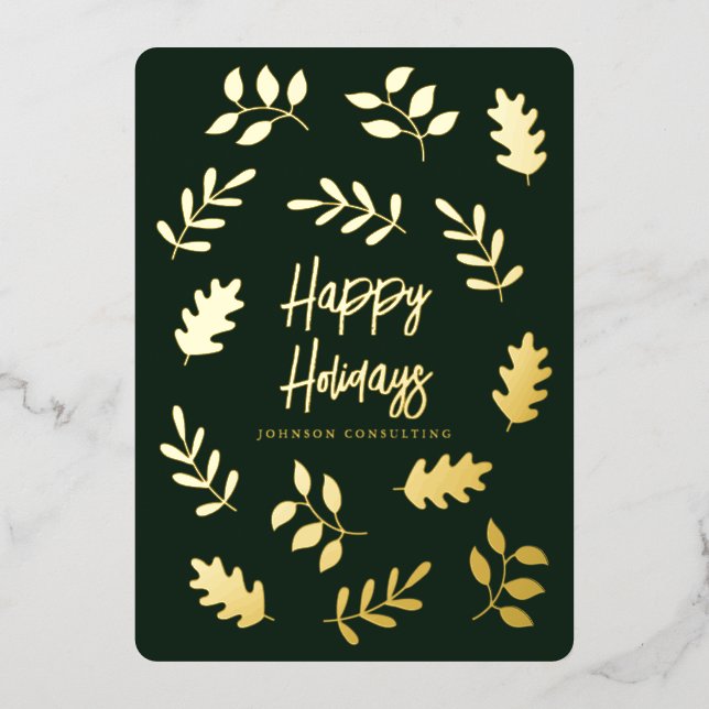 Joyeuses Vacances Moderne Simple Foliage Botanique (Recto)