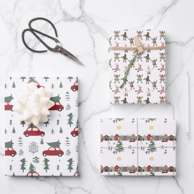 joyeuses vacances neige amusant emballage feuilles (Recto)