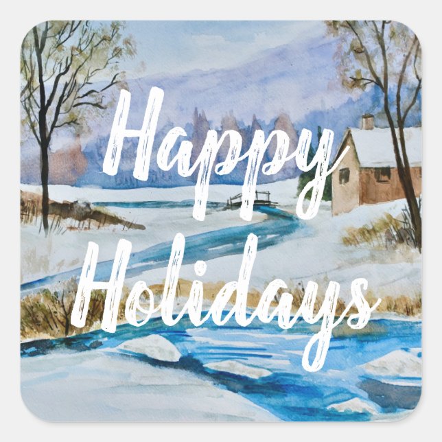 Joyeuses vacances Pays d'hiver Stickers Paysage (Devant)