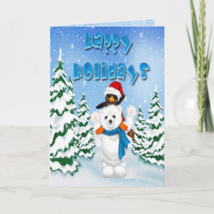 Joyeuses vacances Polar Bear Penguin Carte de voeu