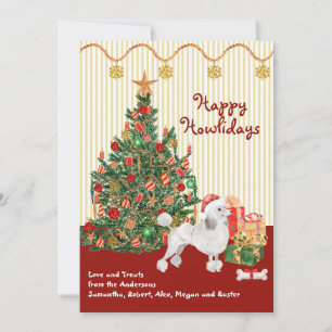 Joyeuses vacances Poodle blanc Arbre de Noël Carte