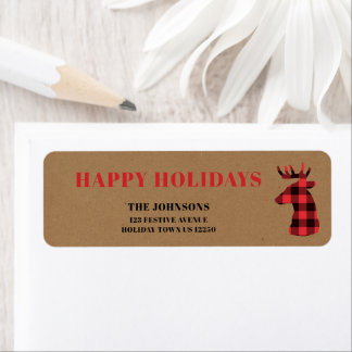 Joyeuses vacances Red Buffalo Plaid Deer Christmas