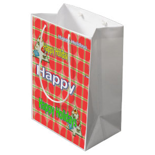 Joyeuses Vacances Rouge Plaqué Sacs cadeaux de Noë