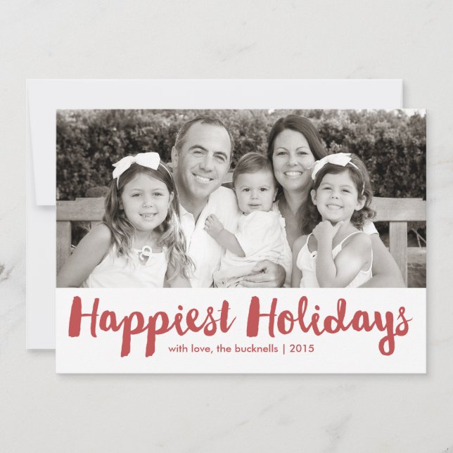 Joyeuses vacances Rouge Script Carte photo de Noël (Devant)