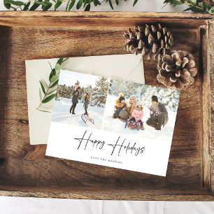 Joyeuses vacances Script moderne Deux Cartes photo