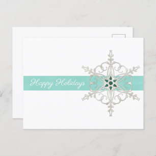 Joyeuses vacances Silver Blue Snowflake Carte post