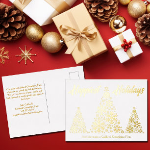 Joyeuses vacances Snowflake Trees Company Gold