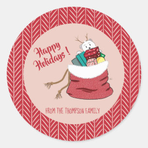 Joyeuses vacances Stickers Personnalisés Rouges