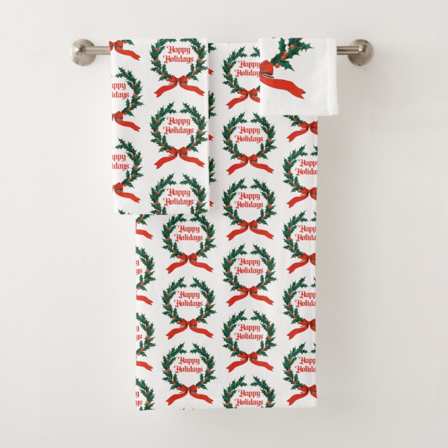 Joyeuses vacances Vintage Holly Noël Wreath (En situation)