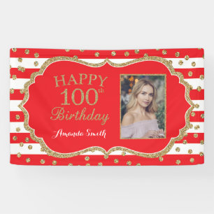 Joyeux 100e anniversaire Bannière Rouge Parties s