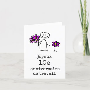 Joyeux 10e Anniversaire de Travail Carte Thank You Card
