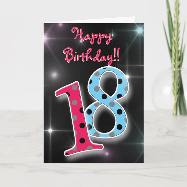 Joyeux 18e anniversaire amusant & carte pois brill (Devant)