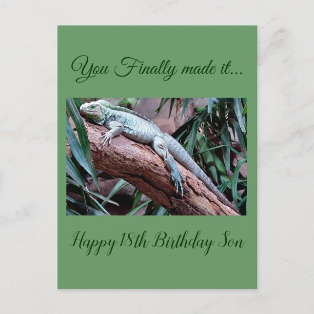 Joyeux 18e anniversaire fils carte de lézard (Devant)