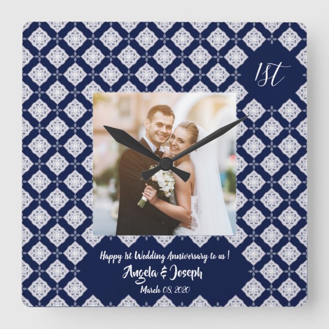 Joyeux 1er anniversaire photo décorative Horloge (Recto)