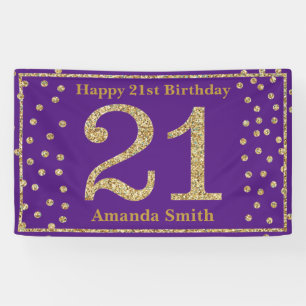 Joyeux 21e anniversaire bannière violet et Parties