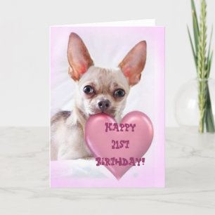 Joyeux 21e anniversaire Chihuahua carte de voeux