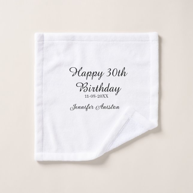 Joyeux 30e anniversaire ajouter nom date élégant s (Gant de toilette)