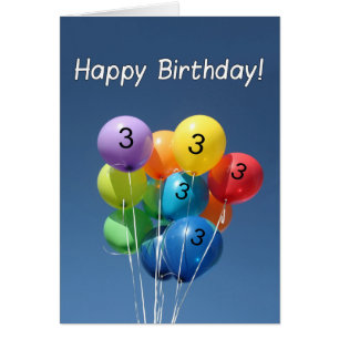 Joyeux 3e anniversaire ballons colorés dans un cie