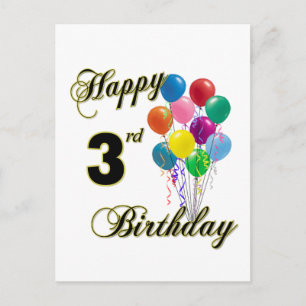 Joyeux 3e anniversaire cartes postales et cartes d