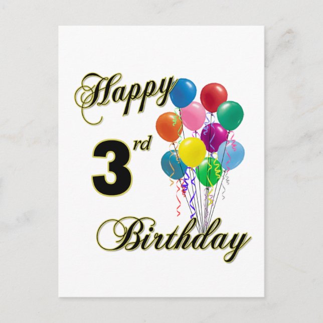 Joyeux 3e anniversaire cartes postales et cartes d (Devant)
