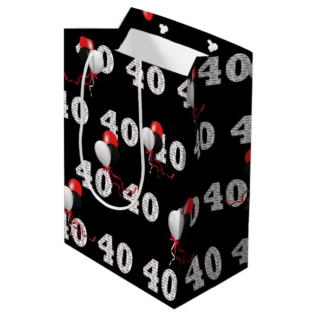 Joyeux 40e Anniversaire Ballons moyen Cadeau sac (Dos Angle)