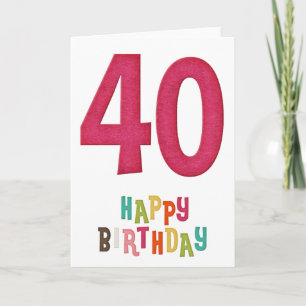 Joyeux 40e anniversaire Conception de la carte de 