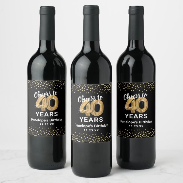 Joyeux 40e anniversaire Étiquette de vin (Bouteilles)