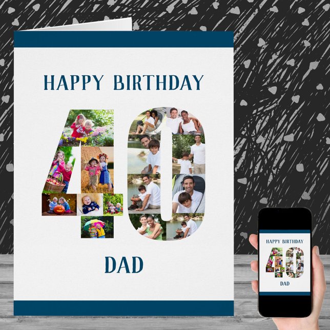 Joyeux 40e anniversaire Papa Numéro 40 Photo Colla (Créateur téléchargé)