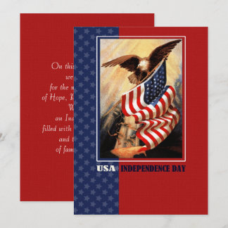 Joyeux 4 juillet. Carte drapeau Eagle vintage et U