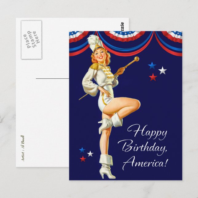 Joyeux 4 juillet. Cartes postales de conception à  (Devant / Derrière)