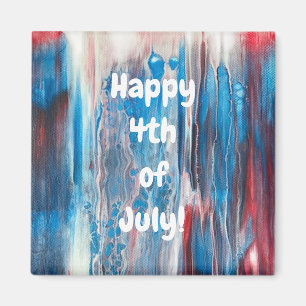 Joyeux 4 juillet Rouge Blanc Bleu Abstraits Magnet