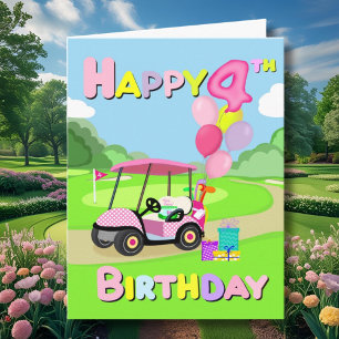Joyeux 4e anniversaire Carte de golf rose pour fil