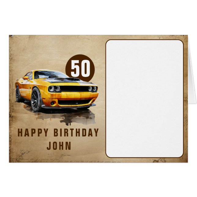 Joyeux 50e anniversaire classique voiture de muscl (Devant horizontal)