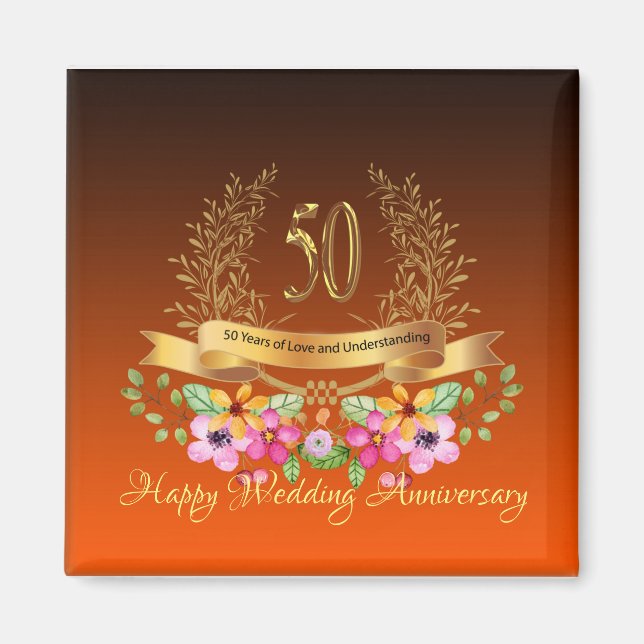 Joyeux 50e anniversaire de Mariage Magnet (Devant)