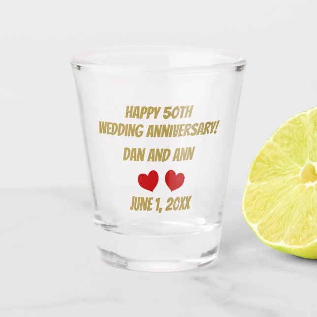 Joyeux 50E Mariage Anniversaire verre de tir (Devant)