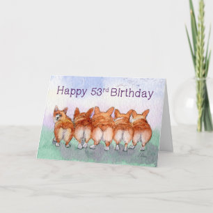 Joyeux 53e anniversaire, corgi chien carte d'anniv