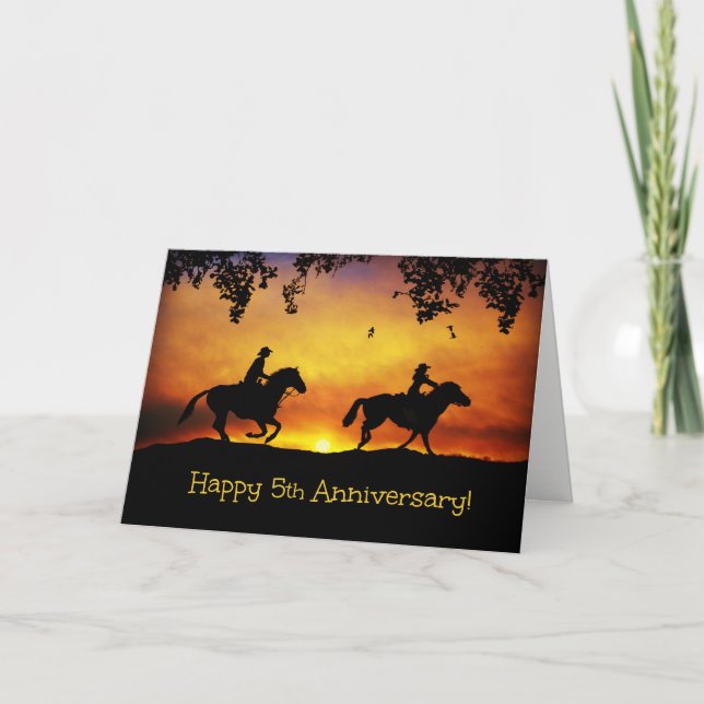 Joyeux 5ème Anniversaire Carte Western Country Rus (Devant)