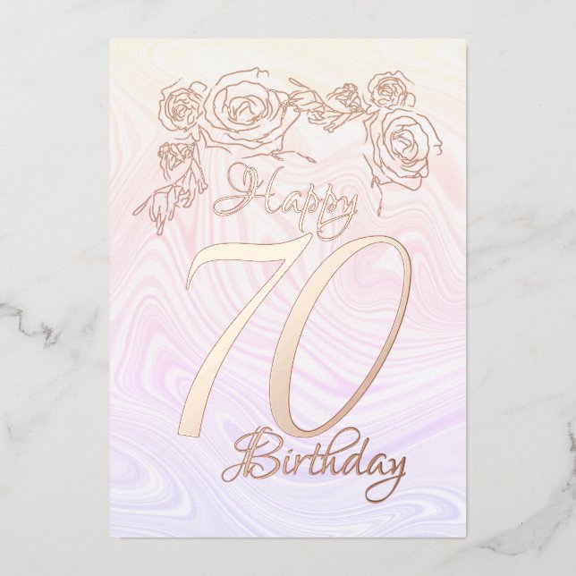 Joyeux 70e anniversaire avec Gold Foil Carte de va (Recto)